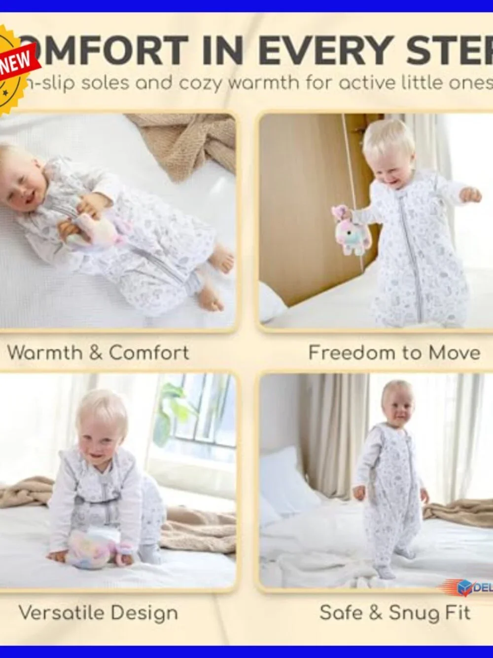 Organic Cotton Toddler Sleep Sack with Feet 2.5 TOG Wearable Blanket Medium